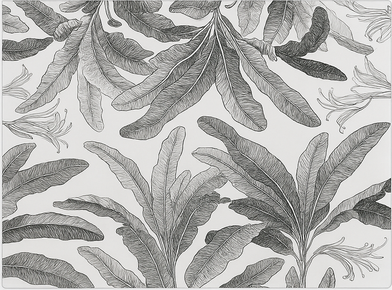 Mutfak pvc halı zarif gri palmiye - TenStickers