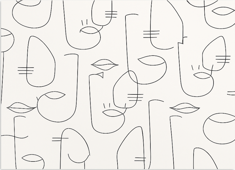 Mutfak pvc halı soyut yüz hatları - TenStickers