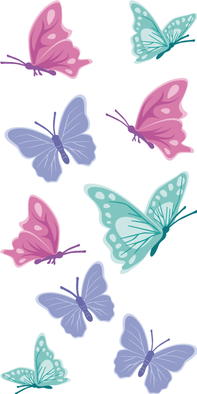 Hayvan pvc halı pastel renkli kelebekler - TenStickers