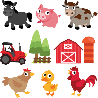 Hayvan pvc halı renkli çiftlik - TenStickers