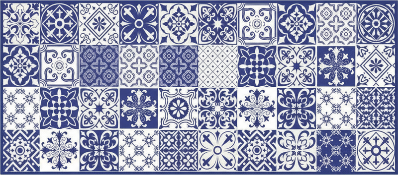 Mutfak pvc halı kobalt porselen kolaj - TenStickers