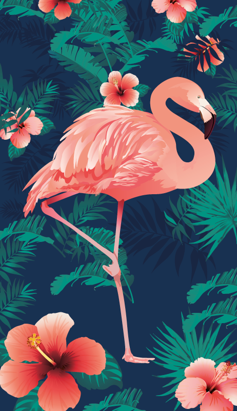 Hayvan pvc halı flamingo desenli - TenStickers