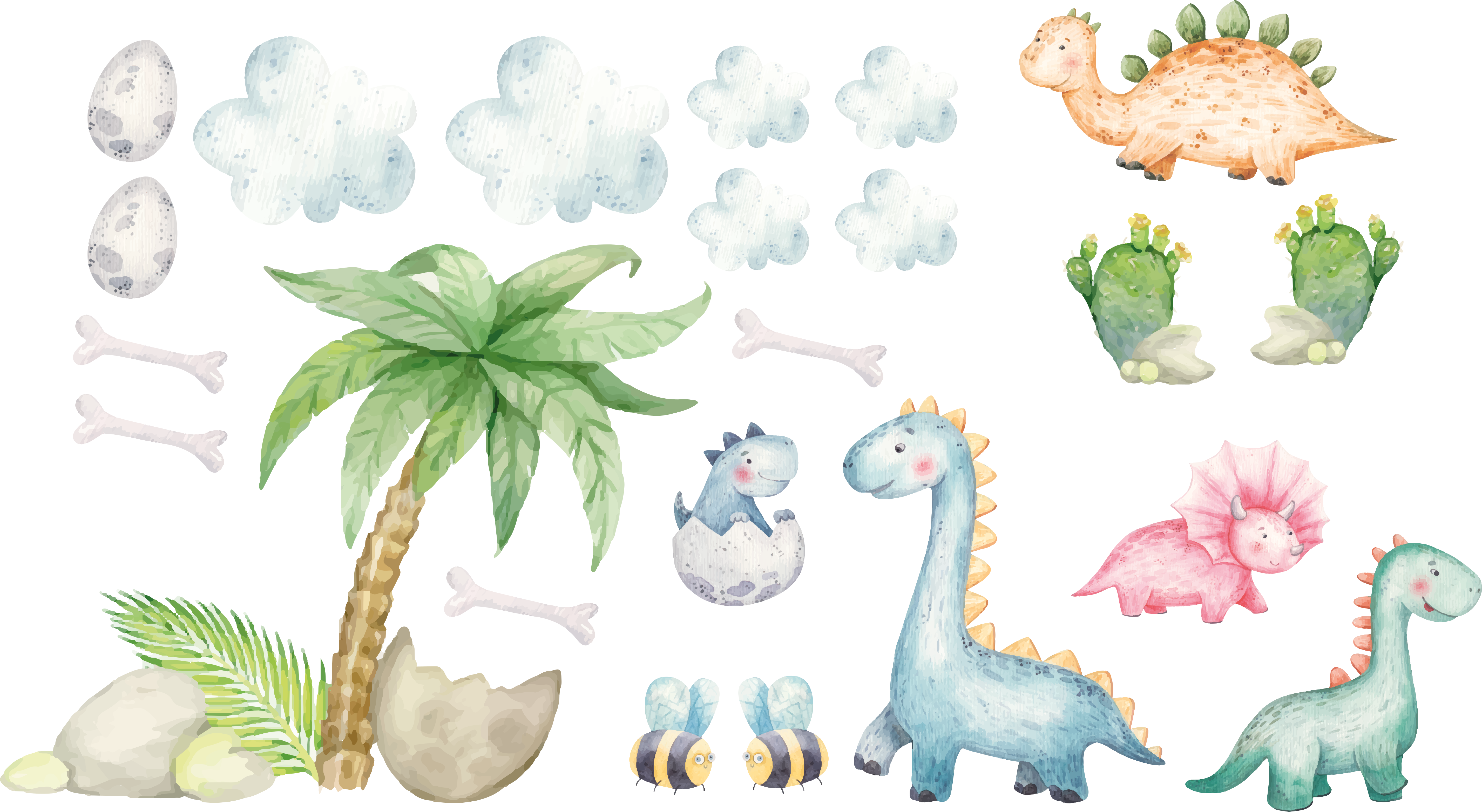 Hayvan pvc halı sevimli sulu boya dinozorlar - TenStickers