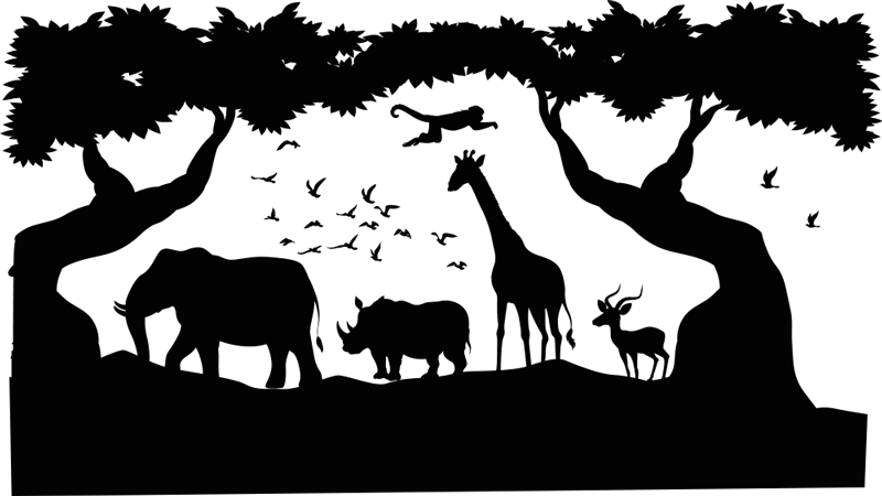 Hayvan pvc halı siyah beyaz savannah - TenStickers