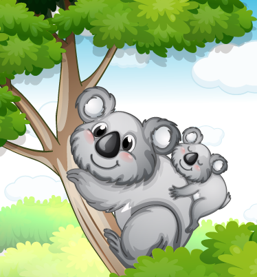 Hayvan pvc halı anne ve bebek koala - TenStickers