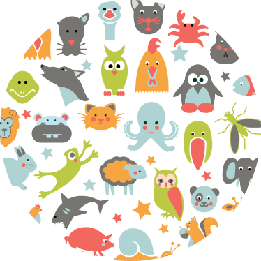 Hayvan pvc halı daire içinde hayvanlar - TenStickers