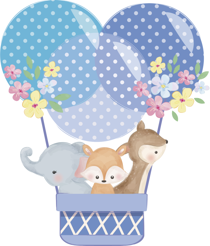 Hayvan pvc halı su renkli hayvanlar sıcak hava balonu - TenStickers