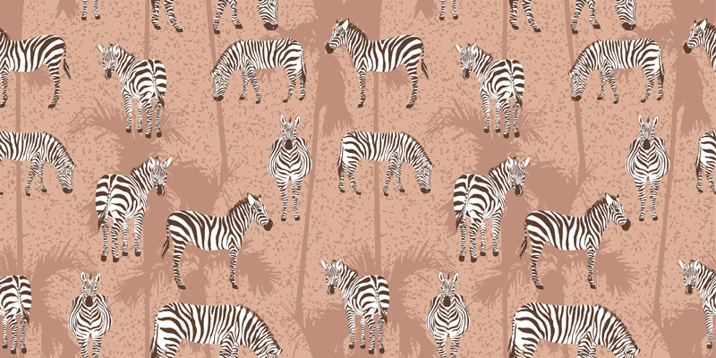 Hayvan pvc halı zebra ve palmiye kahverengi - TenStickers