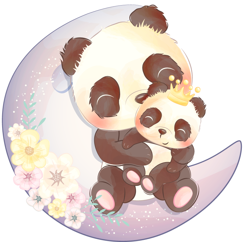 Hayvan pvc halı ay'da iki panda - TenStickers