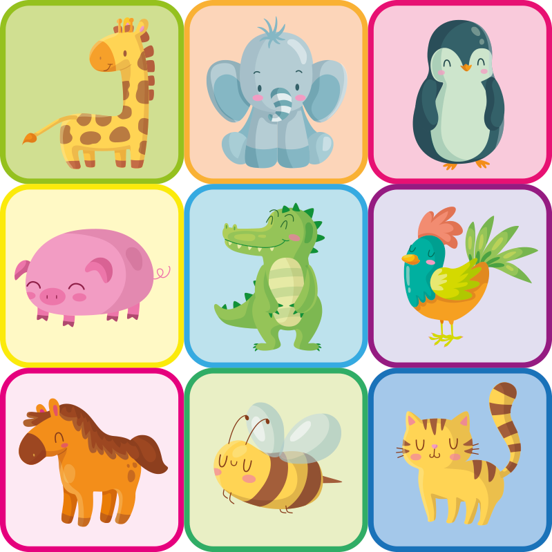 Hayvan pvc halı renkli karolar - TenStickers