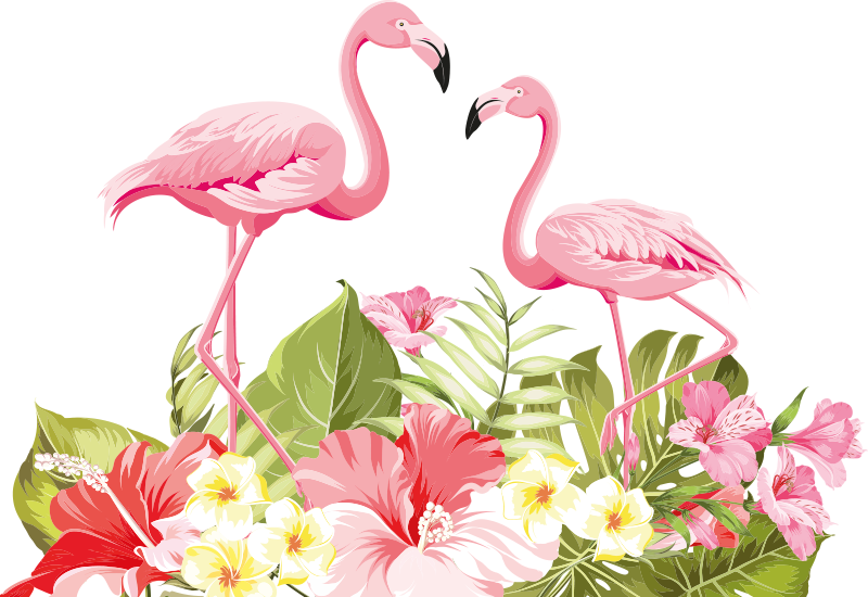 Hayvan pvc halı tropikal çiçek flamingo - TenStickers