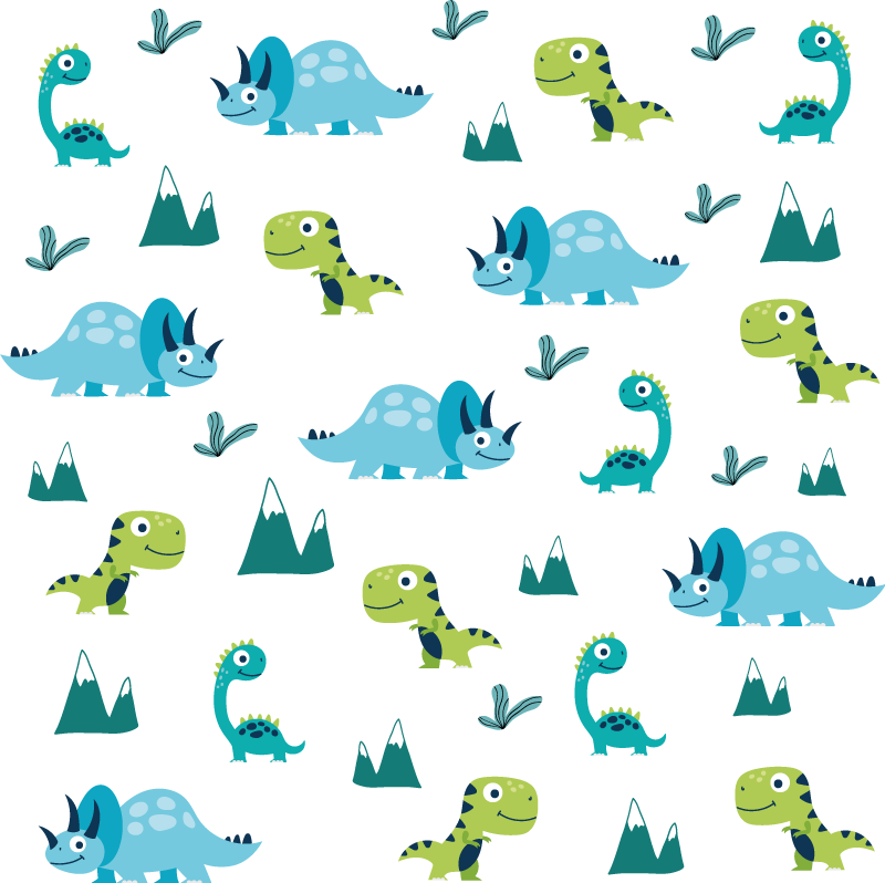 Hayvan pvc halı nordic dinozorlar dağ seti - TenStickers
