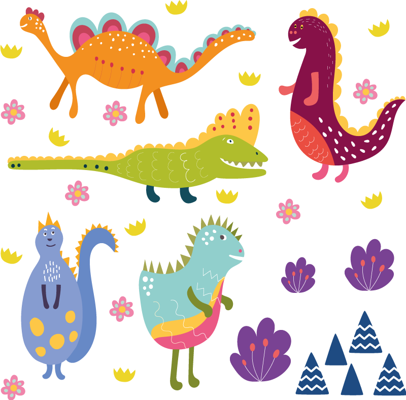 Hayvan pvc halı - nordic dinozor el boyama seti - TenStickers