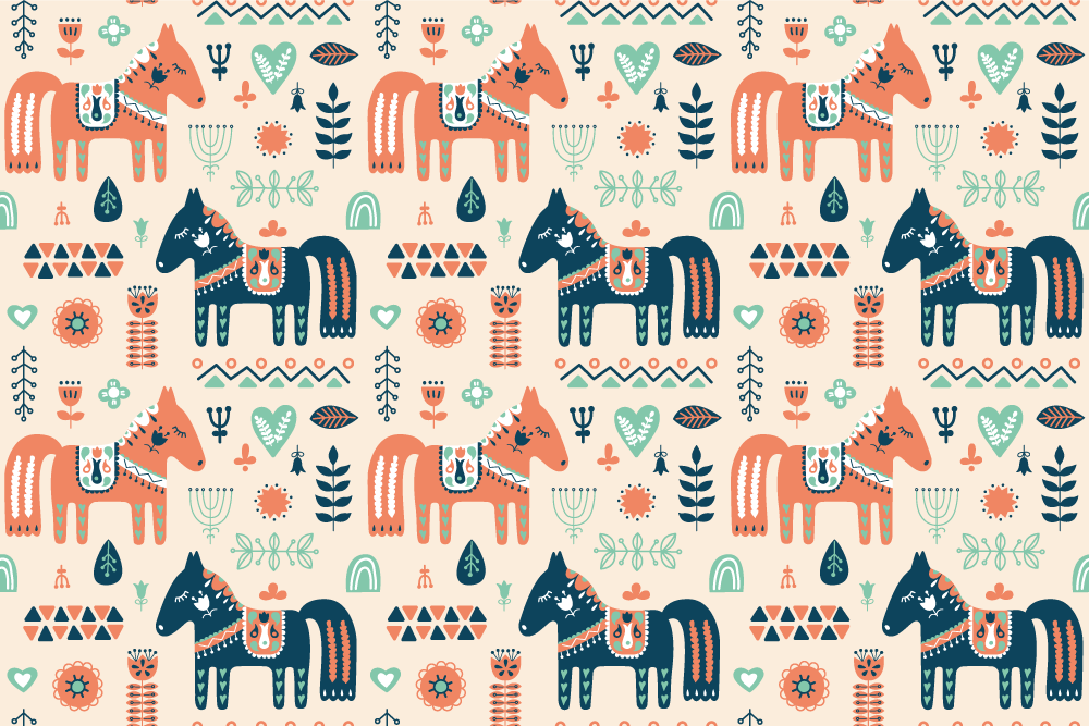 Hayvan pvc halı - bej zemin üzerindeki nordic yapraklar - TenStickers