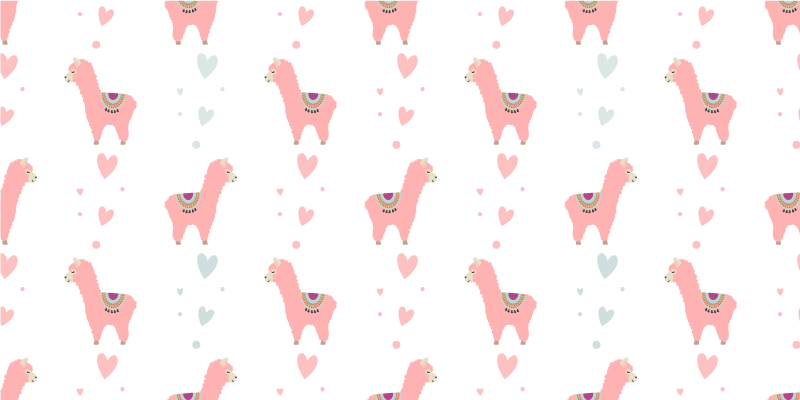 Hayvan pvc halı pembe lama deseni - TenStickers