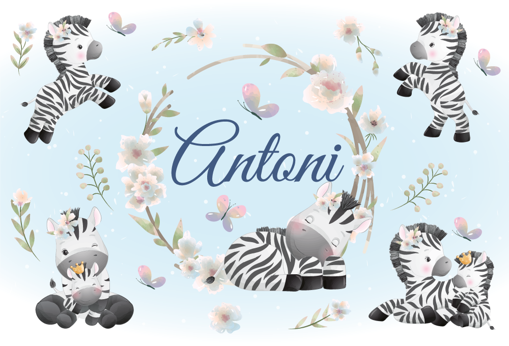 Hayvan pvc halı isimli bebek zebra desenli - TenStickers
