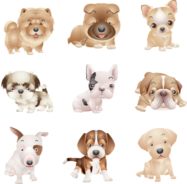 Hayvan pvc halı sevimli yavru köpekler - TenStickers