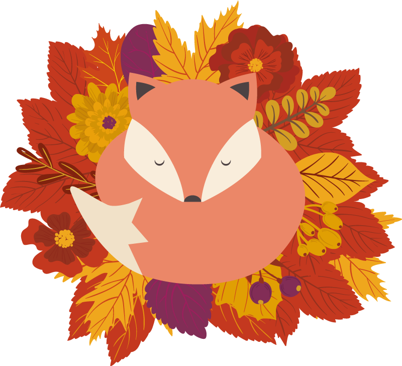 Hayvan pvc halı tilki ve yapraklar - TenStickers