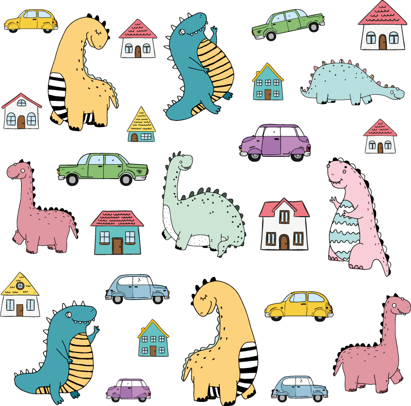 Hayvan pvc halı renkli dinozor figürleri - TenStickers
