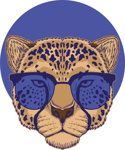 Hayvan pvc halı gözlük takan leopar - TenStickers