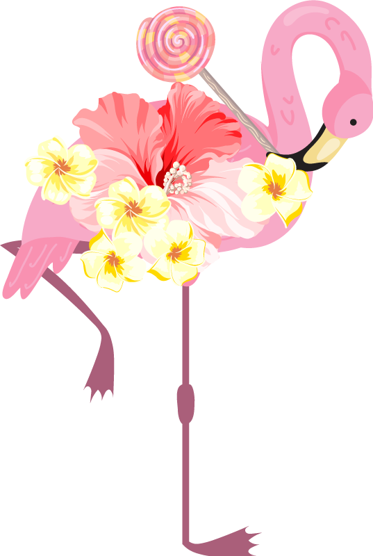 Hayvan pvc halı flamingo Çiçek deseni - TenStickers