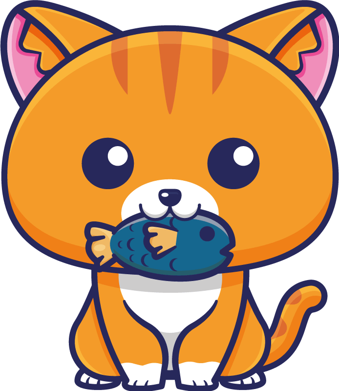 Hayvan pvc halı sevimli kedi balık tutuyor - TenStickers