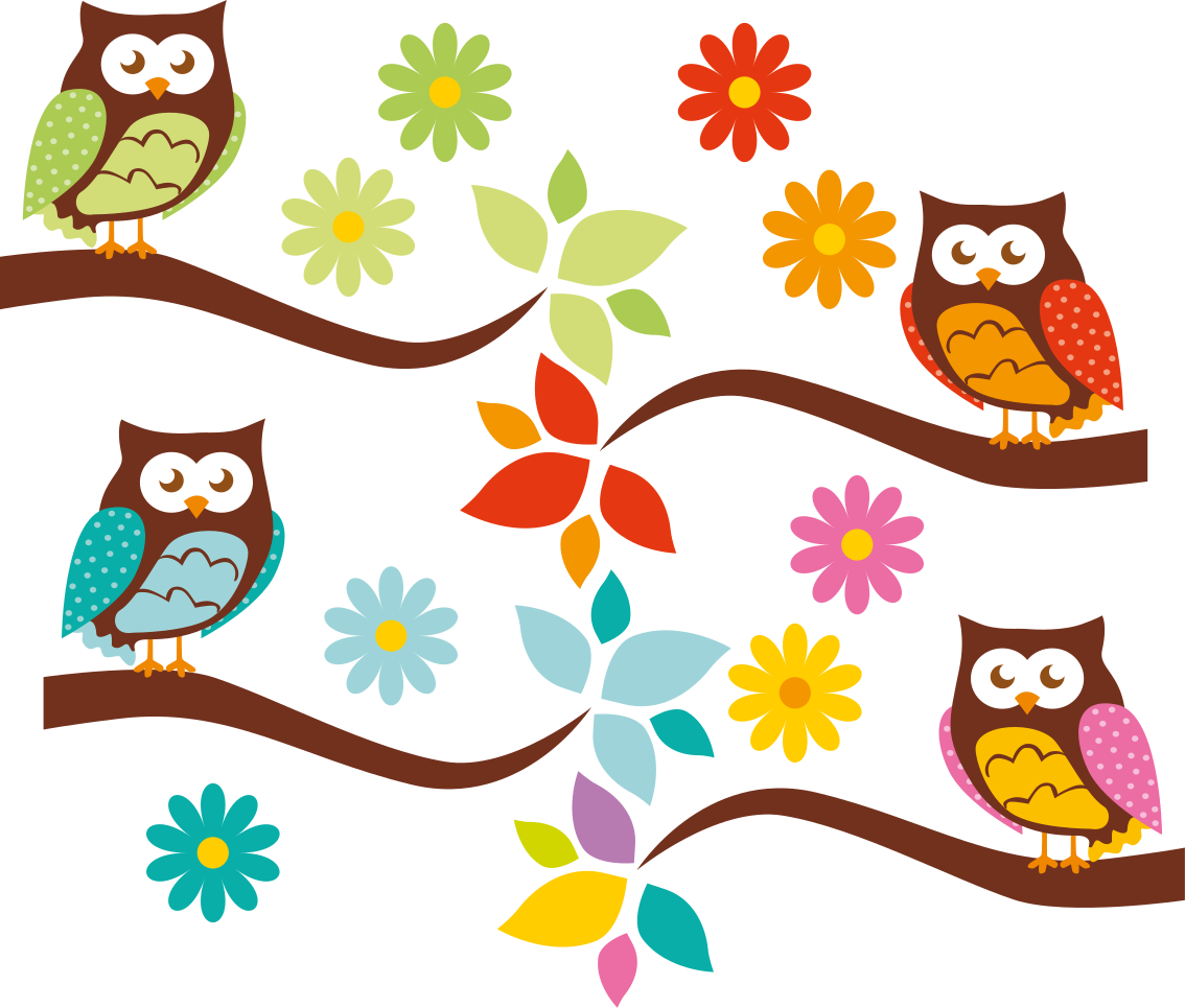 Hayvan pvc halı renkli baykuş düzeni - TenStickers