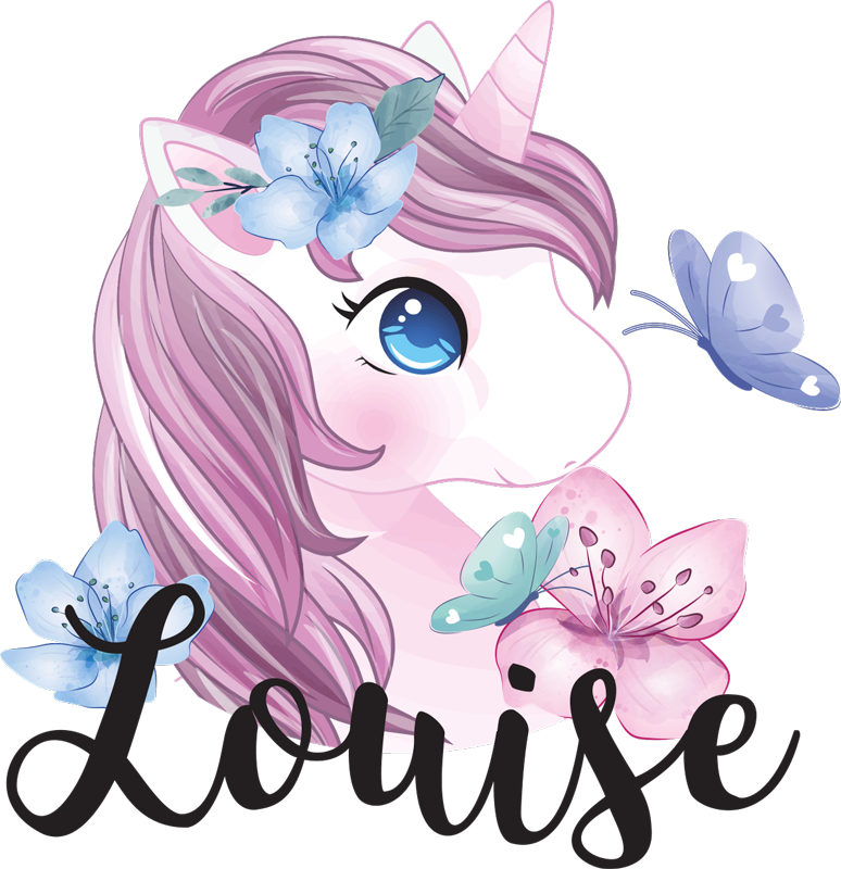 Hayvan pvc halı - kelebekli tekboynuz halısı - TenStickers