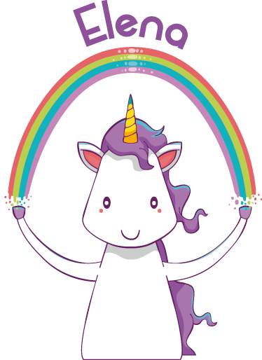 Hayvan pvc halı - İsimli unicorn ve gökkuşağı - TenStickers