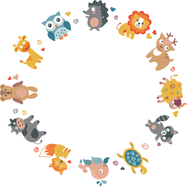 Hayvan pvc halı bebek hayvanları daire içinde - TenStickers