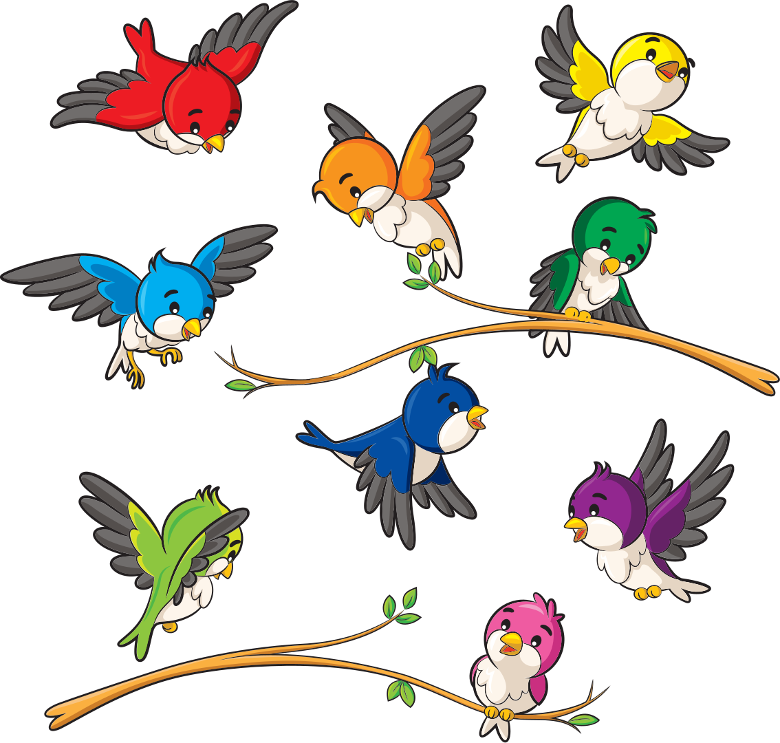 Hayvan pvc halı renkli küçük kuşlar - TenStickers