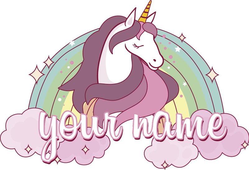 Hayvan pvc halı - İsimli pembe unicorn - TenStickers