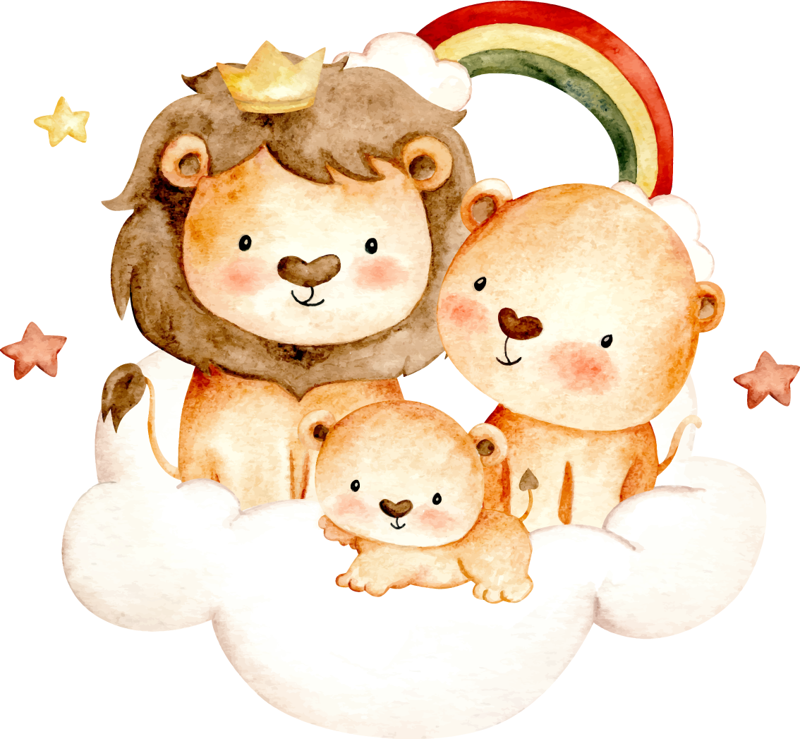 Hayvan pvc halı yıldızlar ve bulutlarla bebek hayvanlar - TenStickers