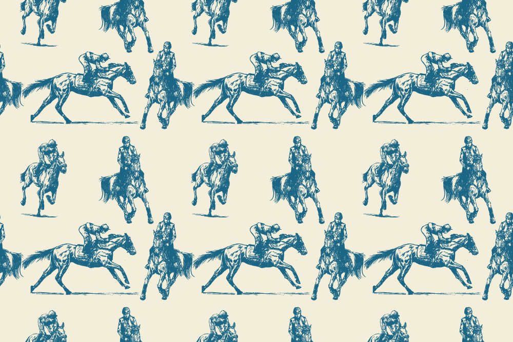 Hayvan pvc halı mavi ve bej at deseni - TenStickers
