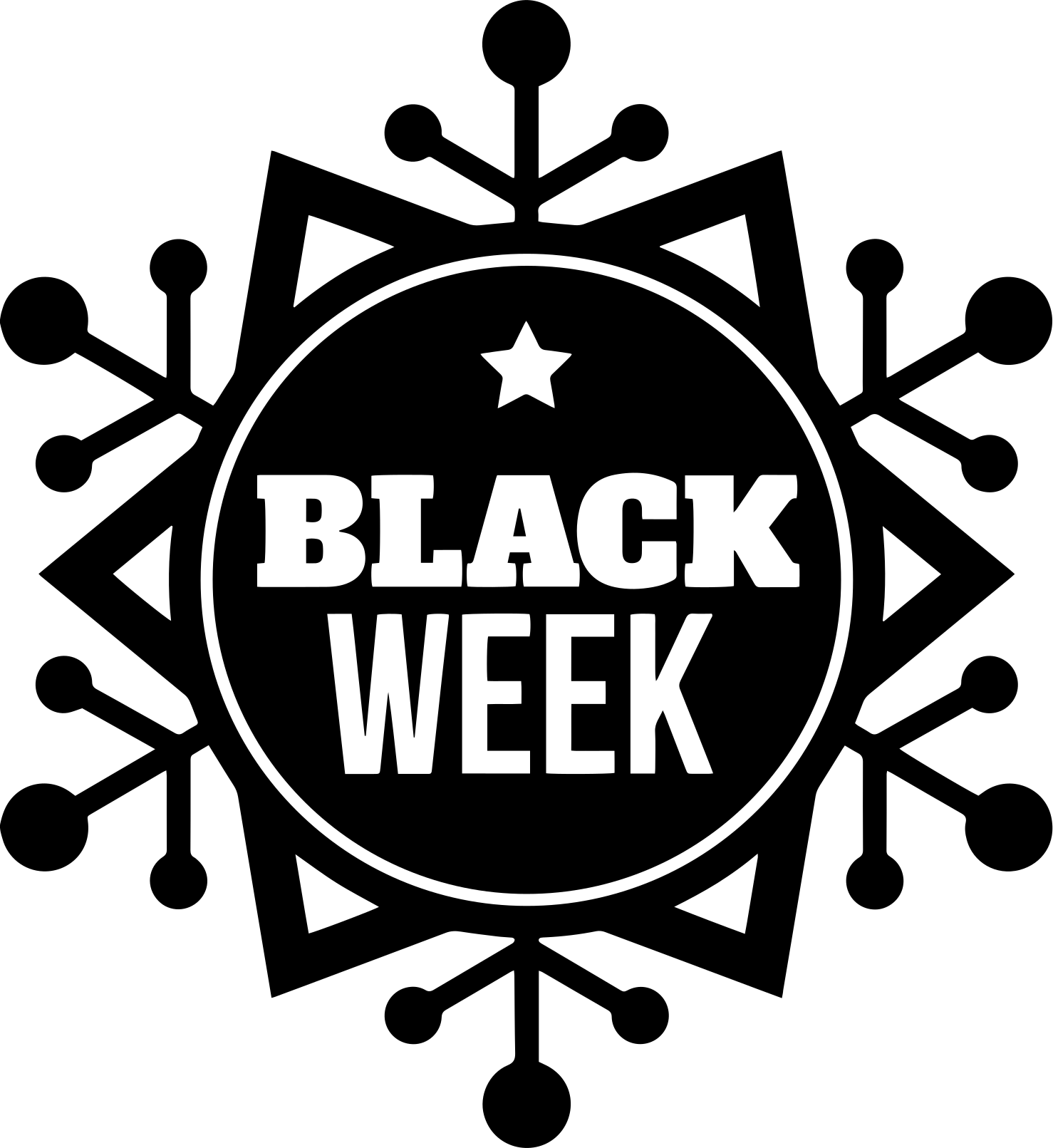 Black friday vinil halı - kar tanesi siyah hafta - TenStickers