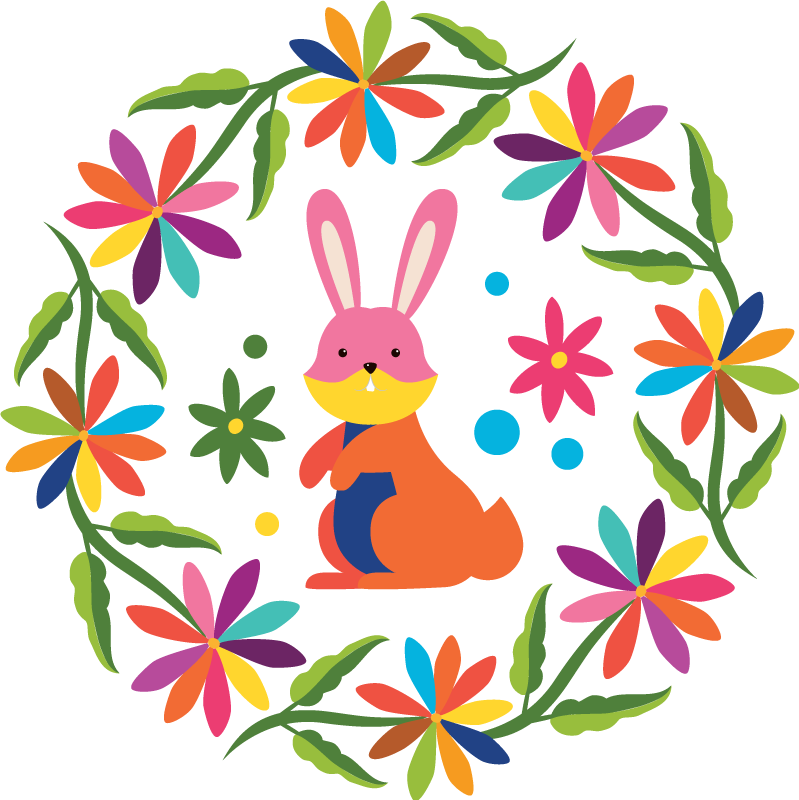 Hayvan pvc halı renkli tavşan tasarımı - TenStickers