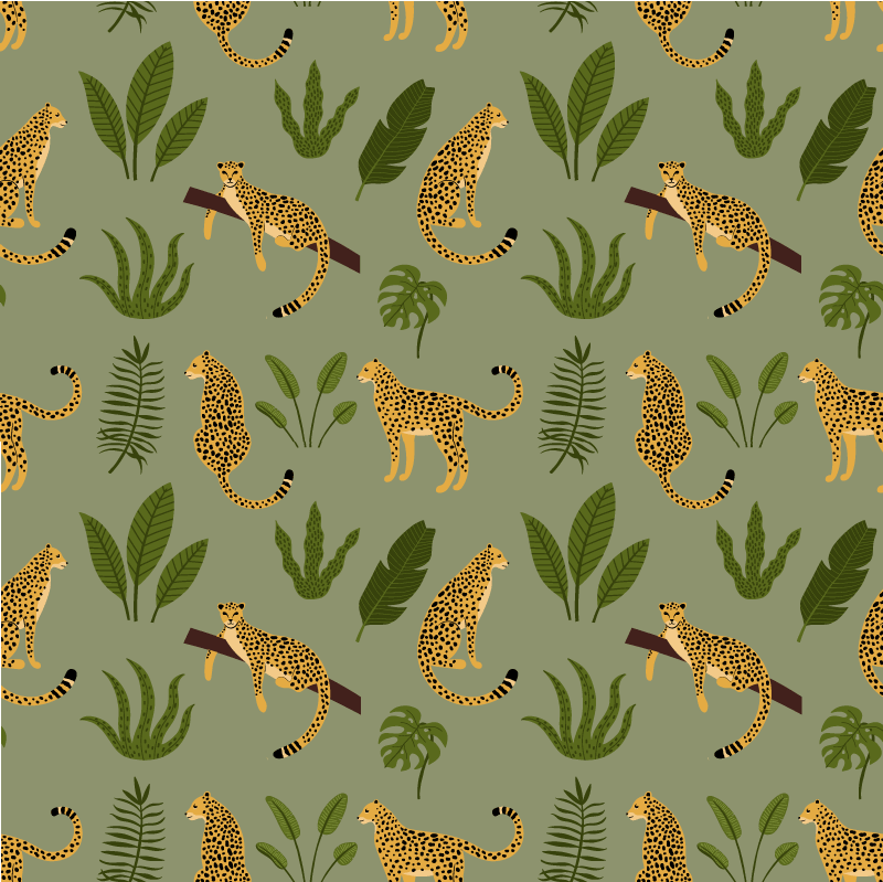 Hayvan pvc halı leopar desenli orman - TenStickers