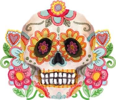 Cadılar bayramı pvc halı çiçekli kafatası - TenStickers