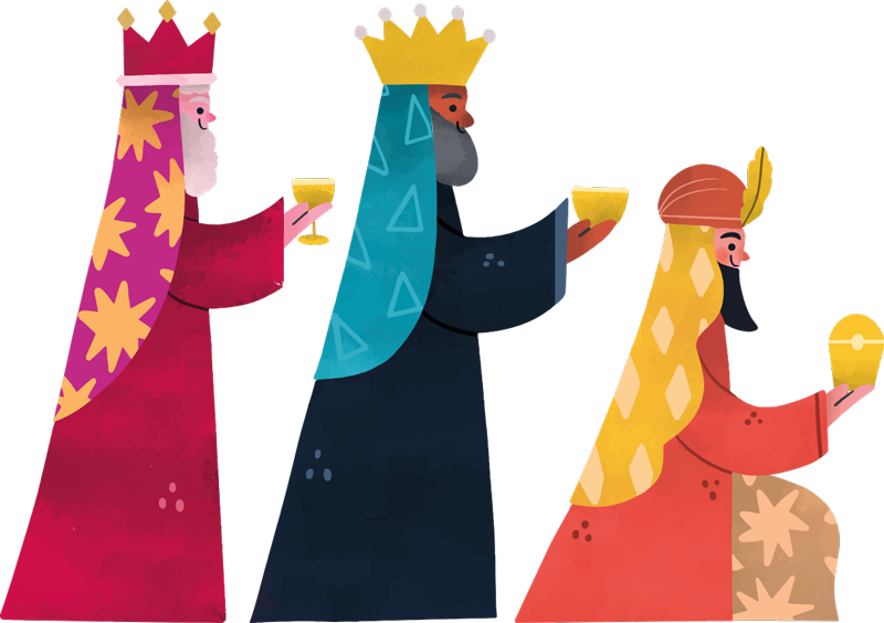 Noel pvc halı - sulu boya üç kral - TenStickers