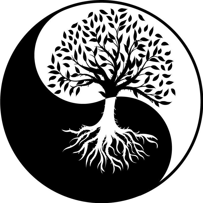 Çiçekler ve bitkiler pvc halı yaşam ağacı ying yang - TenStickers