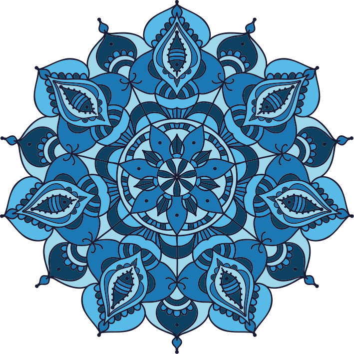 Çiçekler ve bitkiler pvc halı lotus mavi mandala - TenStickers