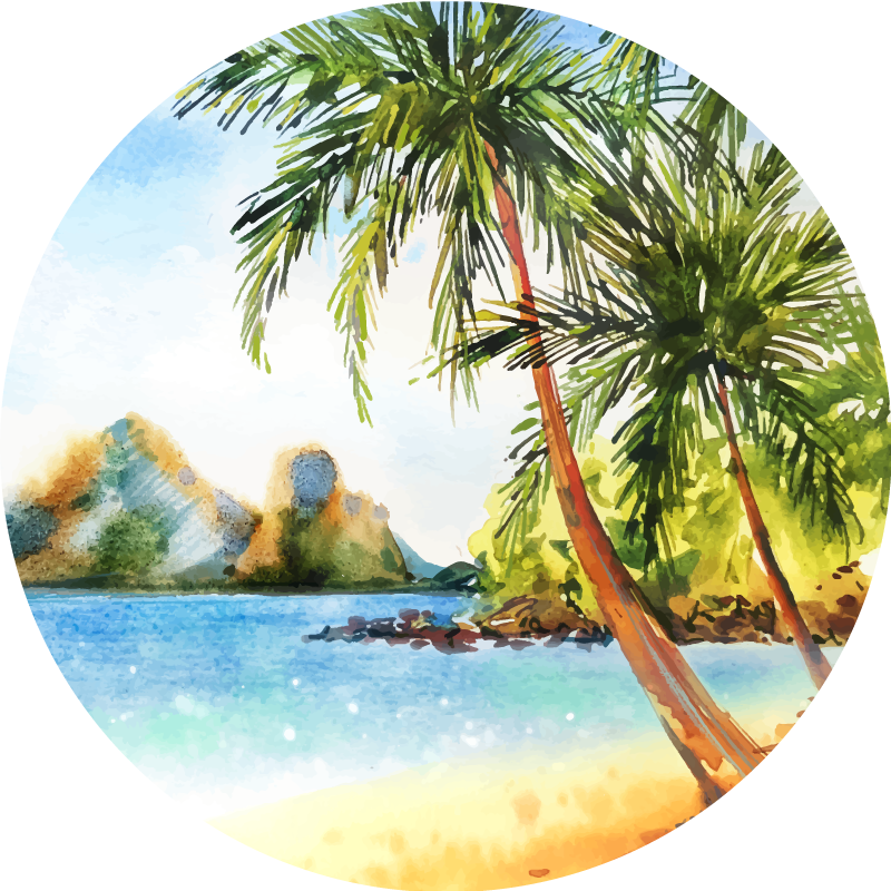 Çiçekler ve bitkiler pvc halı aquarelle palmiye - TenStickers