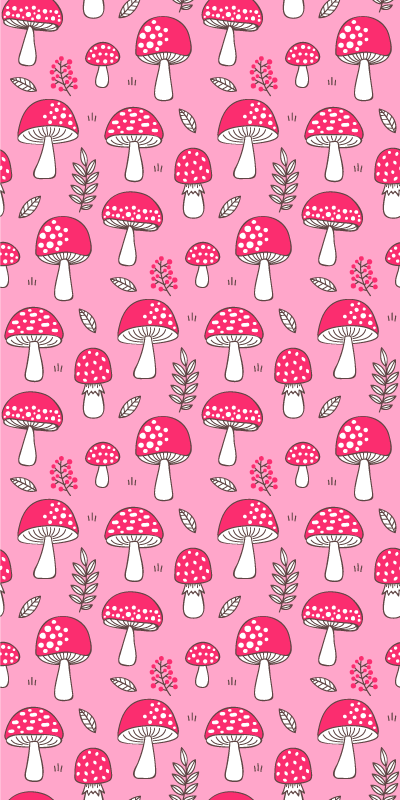 Çiçekler ve bitkiler pvc halı klasik pembe mantarlar - TenStickers