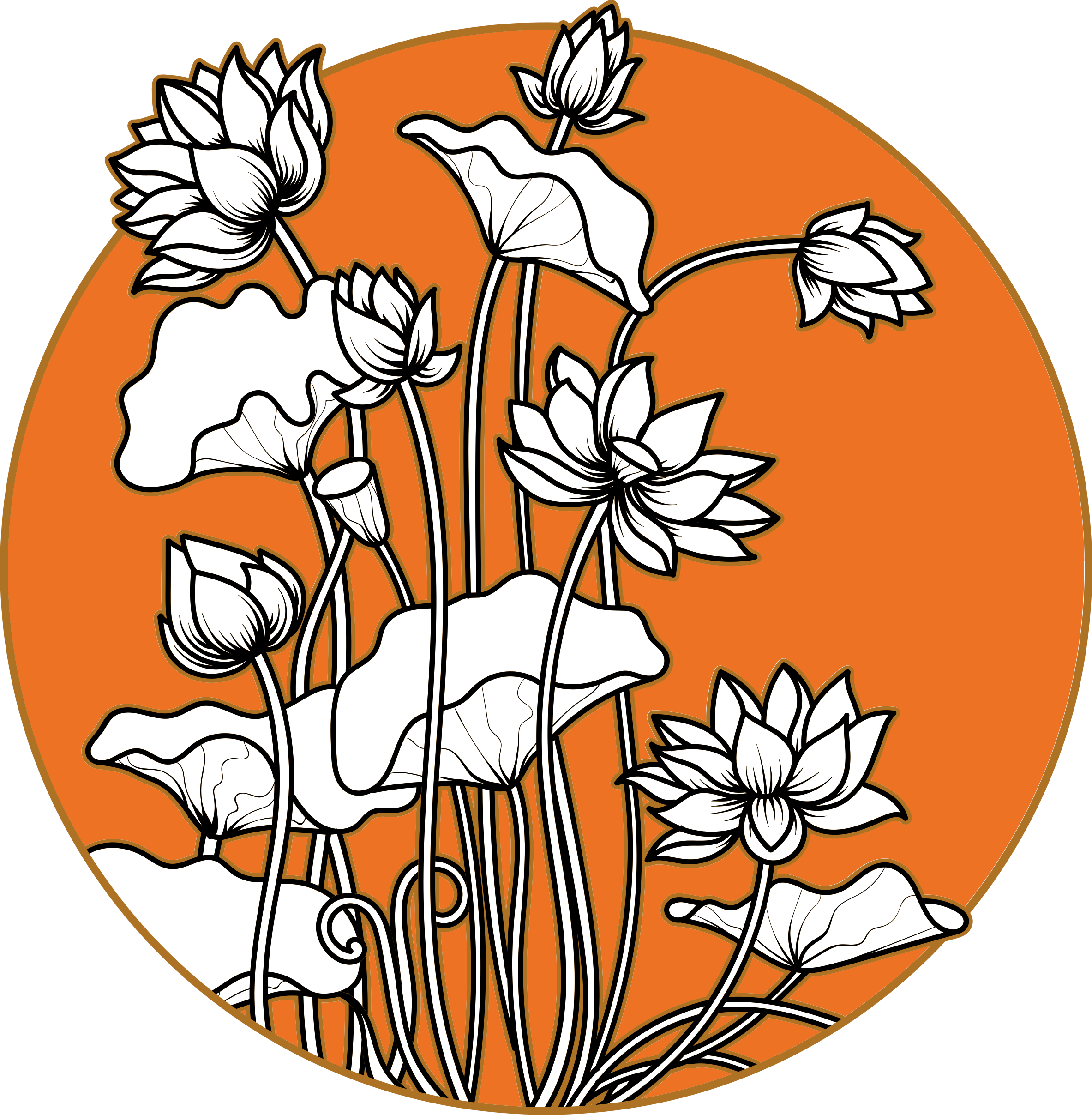 Çiçekler ve bitkiler pvc halı lotus tasarımı - TenStickers