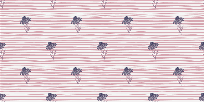 Çiçekler ve bitkiler pvc halı mor papatya desenli - TenStickers