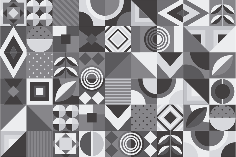 Banyo pvc halı gri geometrik karolar - TenStickers