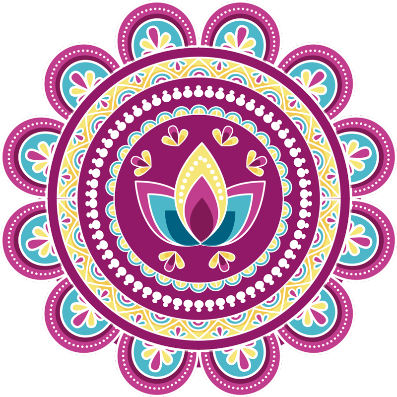 Çiçekler ve bitkiler pvc halı renkli lotus mandala - TenStickers
