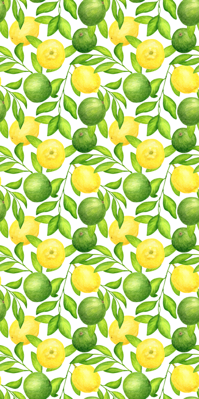 Çiçekler ve bitkiler pvc halı limon ve lima deseni - TenStickers