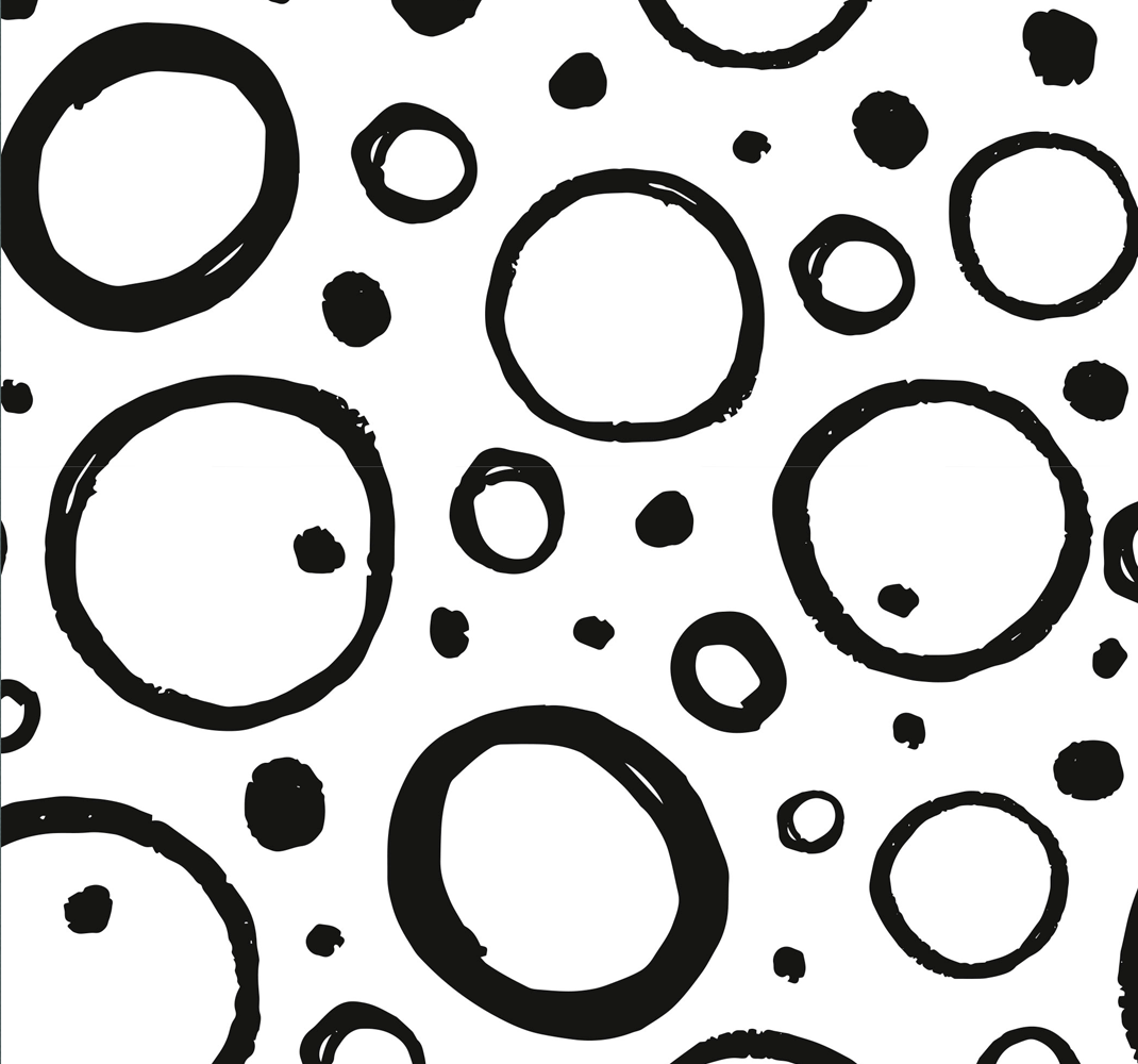 Geometrik pvc halı siyah beyaz dairesel tasarım - TenStickers