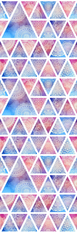 Geometrik pvc halı etnik çiçekli üçgenler - TenStickers